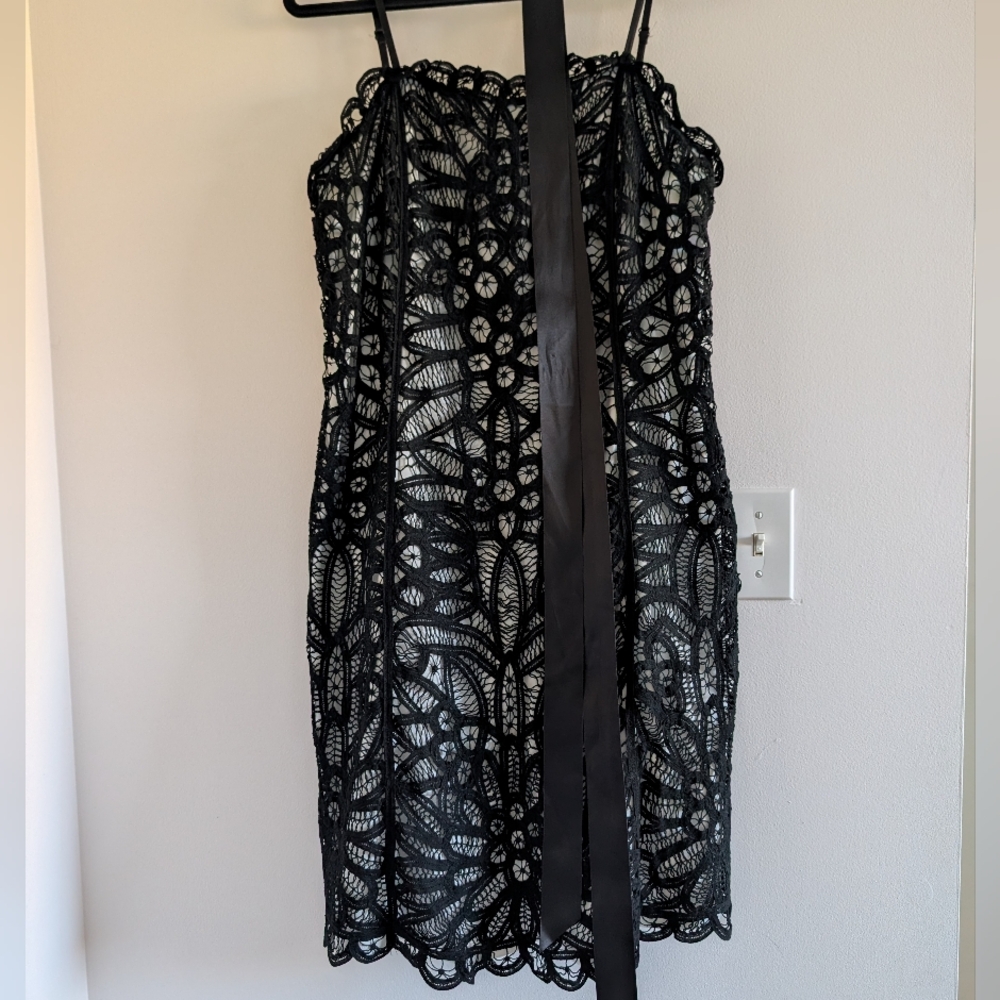 Frank Lyman Design Black Lace Mini Dress